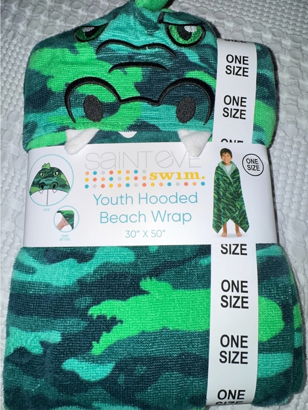 Saint Eve Swim Youth Hooded Beach Wrap - Green Camo